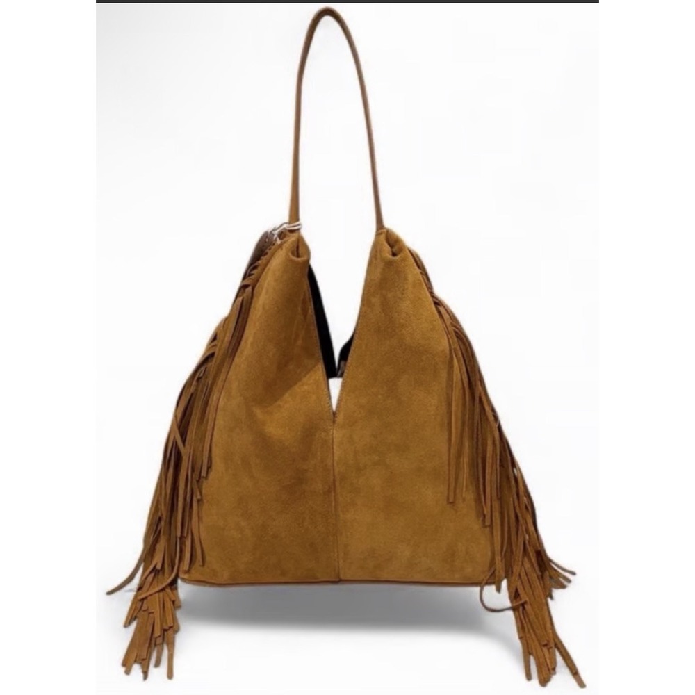 Divina Firenze Fringe Suede Leather Hobo Bag Southwestern Festival Boho